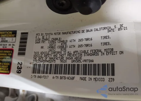 2021 Toyota Tacoma Trd Off-Road from USA, damaged, VIN 3TMCZ5AN5MM452975